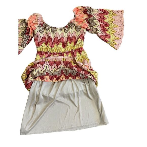 Judith March multicolor textured bell sleeve dress hippie boho sz S - Picture 3 of 11